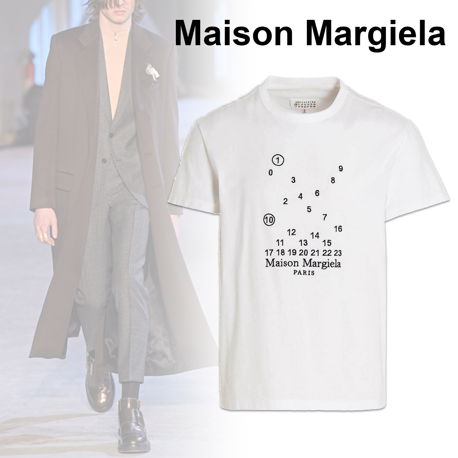 ◆Maison Margiela◆ ロゴコットンクルーネックTシャツ ホワイト