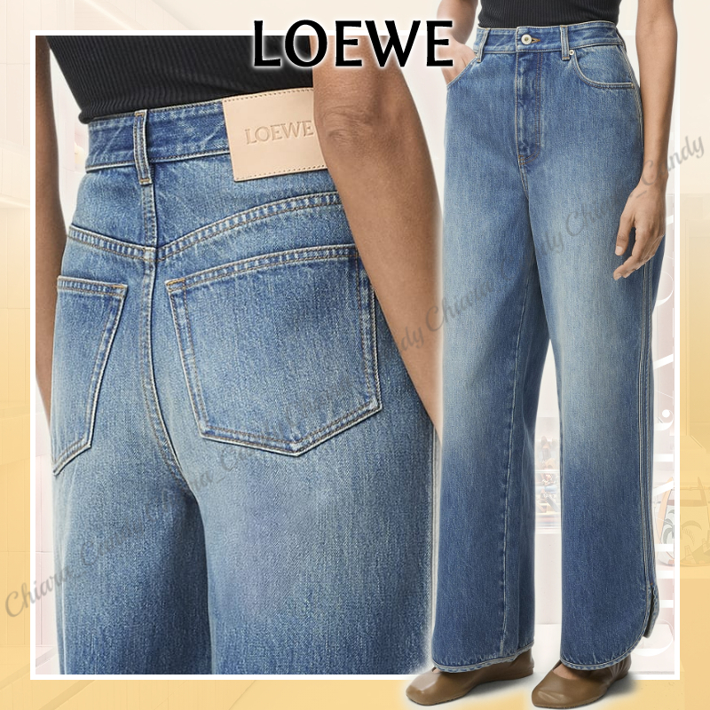 【25AW NEW】LOEWE / レザーパッチ付き コットンデニムジーンズ