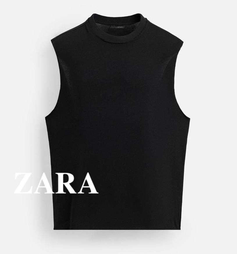 ★ドイツ発*ZARA*新作*スリーブレスニットTシャツ/BLACK★