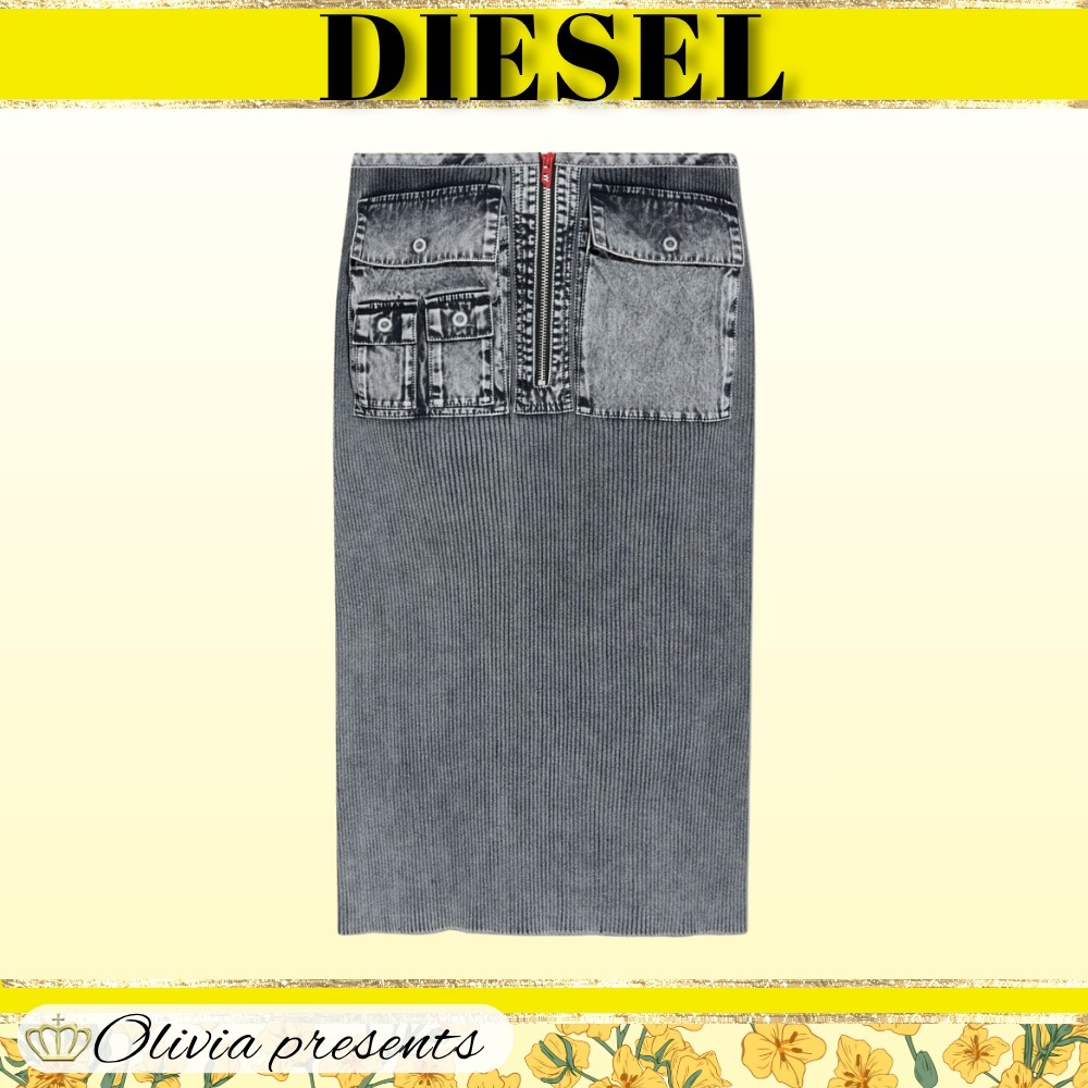 DIESEL>>ディーゼル M-メリン ニット ミディスカート