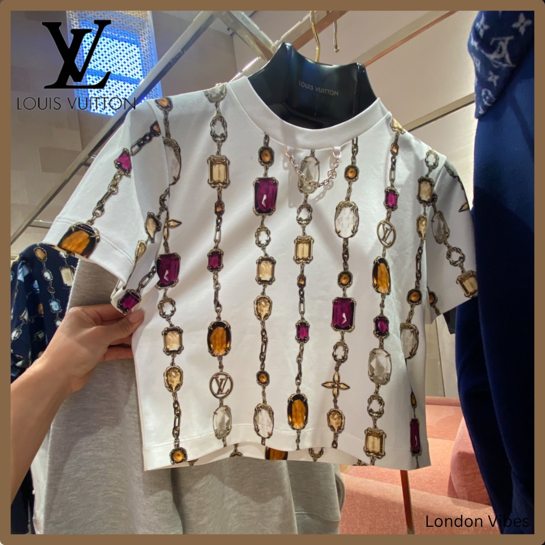 クロップド丈♪ Louis Vuitton ネックレスプリント Tシャツ