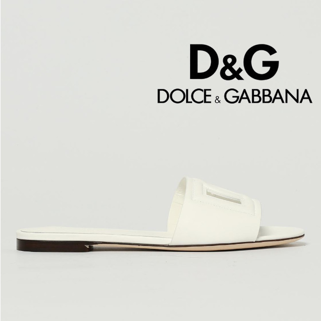 正規店買付【DOLCE & GABBANA】ホワイト レザー サンダル