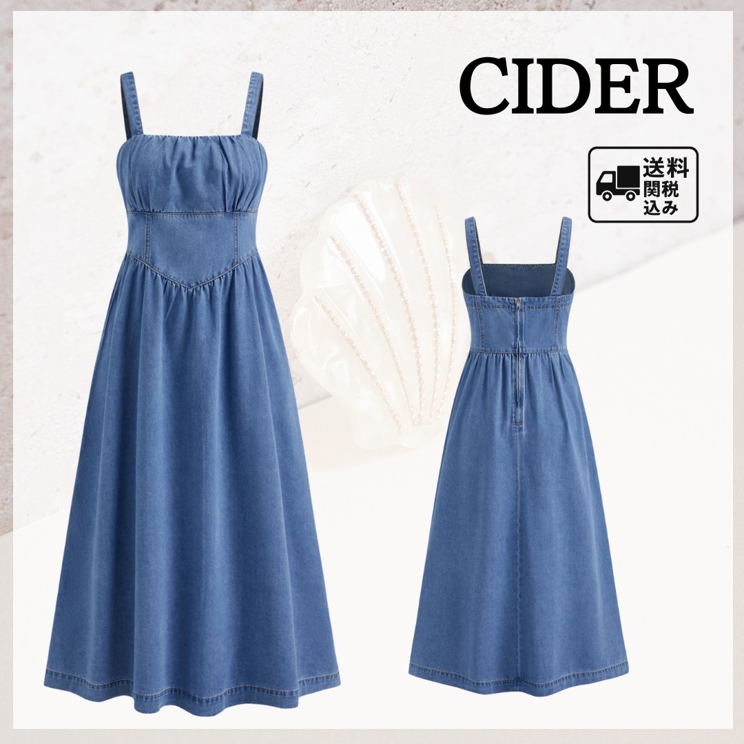 ≪Cider≫\tデニム ラッフル マキシドレス