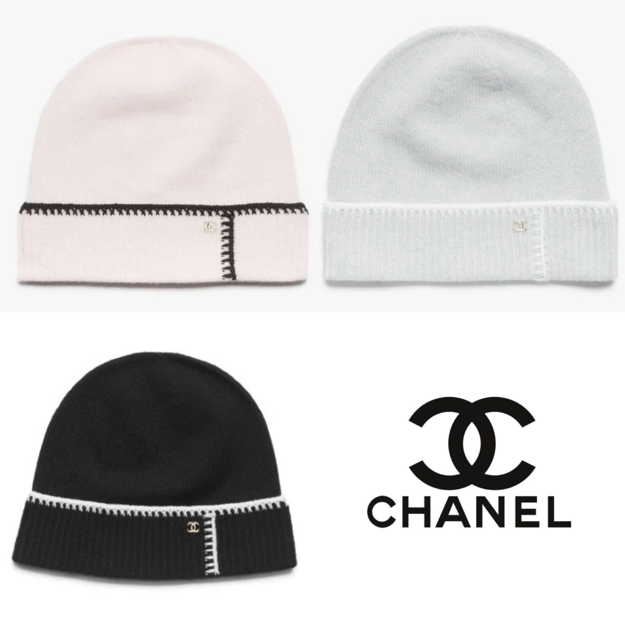 極小CCマークとクロスステッチのトリミングが◎ CHANEL ニット帽