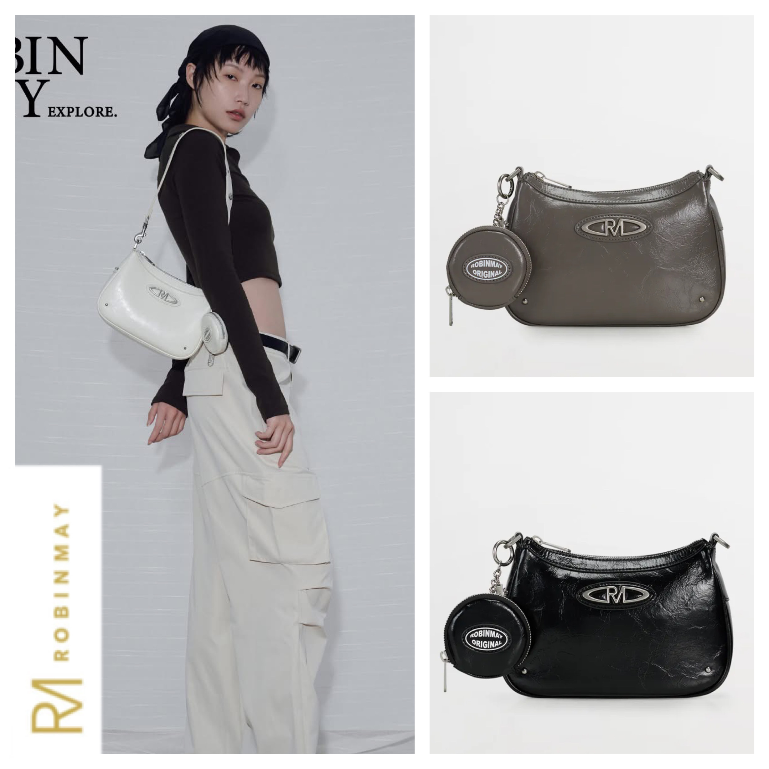 【ROBINMAY】PUレザーショルダーバッグ2way(b262)/ 送関込