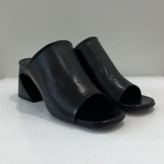 直営店☆JIL SANDER☆ ロゴ レザー シェイプヒール ミュール