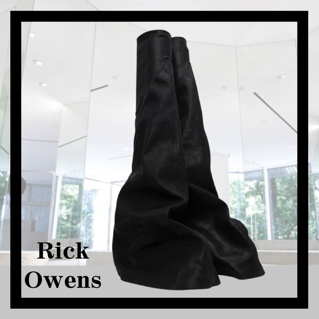 【RICK OWENS】ブラック Hollywood Fetish サイハイブーツ