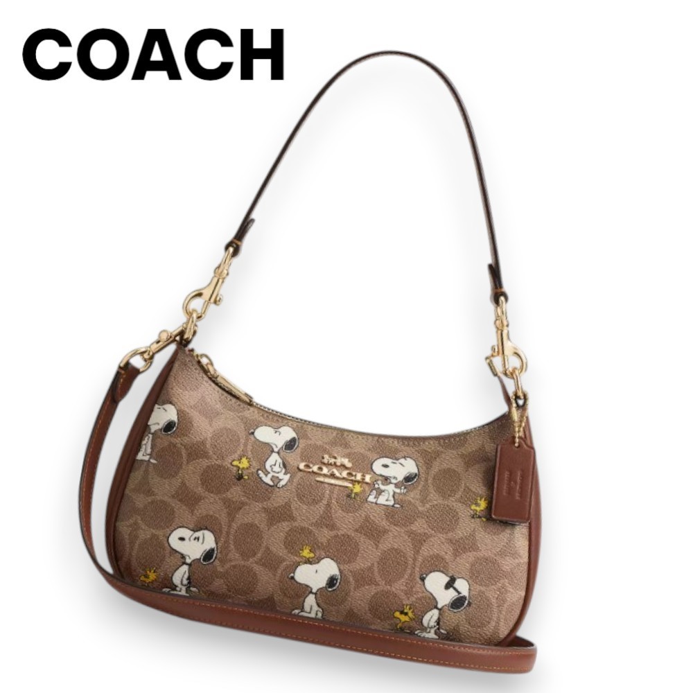 スヌーピー♪【Coach】シグネチャー テリ ショルダーバッグ