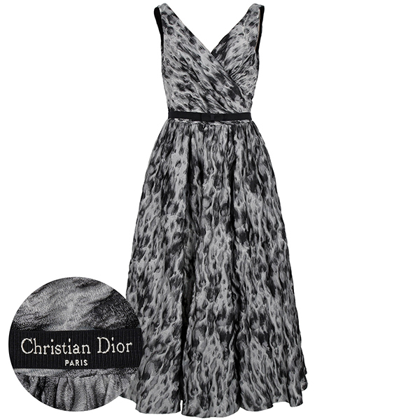 ワンピース DIOR Gray Graphic Print Sleeveless Dress 351R25A2746 8878