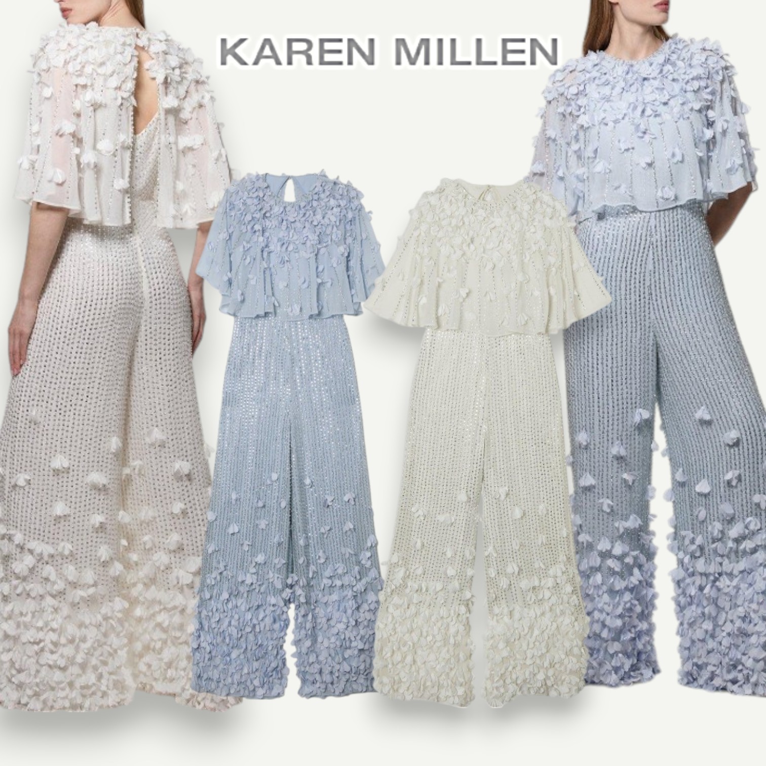 【KAREN MILLEN】エンジェルスリーブ ウーブン ジャンプスーツ