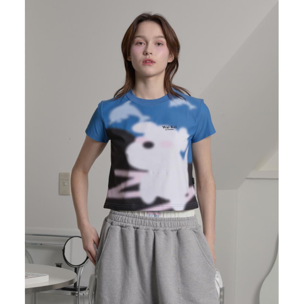 ★WAIKEI★ Puppy Dolphin Illustration Short Sleeve T-shirt N