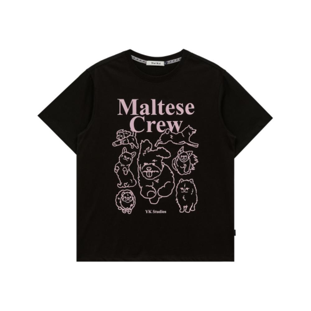 ★WAIKEI★ Maltese Crew Line Graphic Short Sleeve T-Shirt Bl