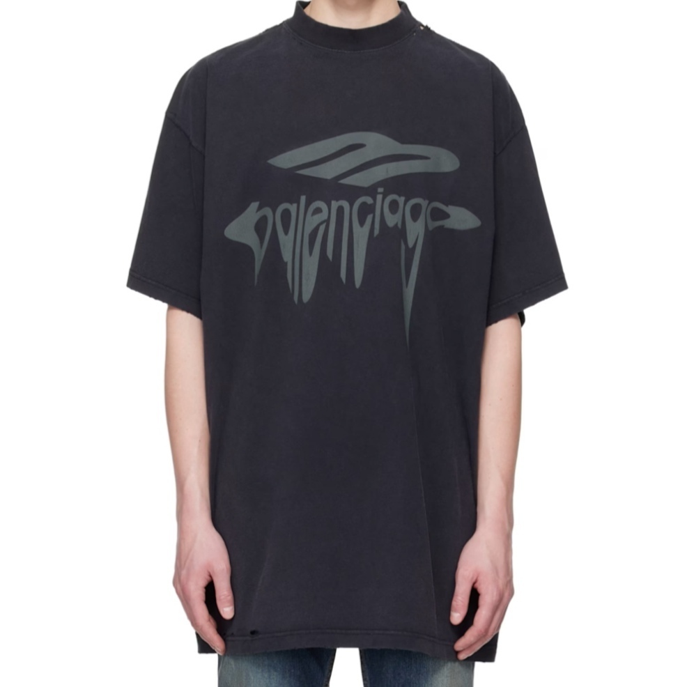 Balenciaga バレンシアガ＊ブラック 3B Liquefied Tシャツ