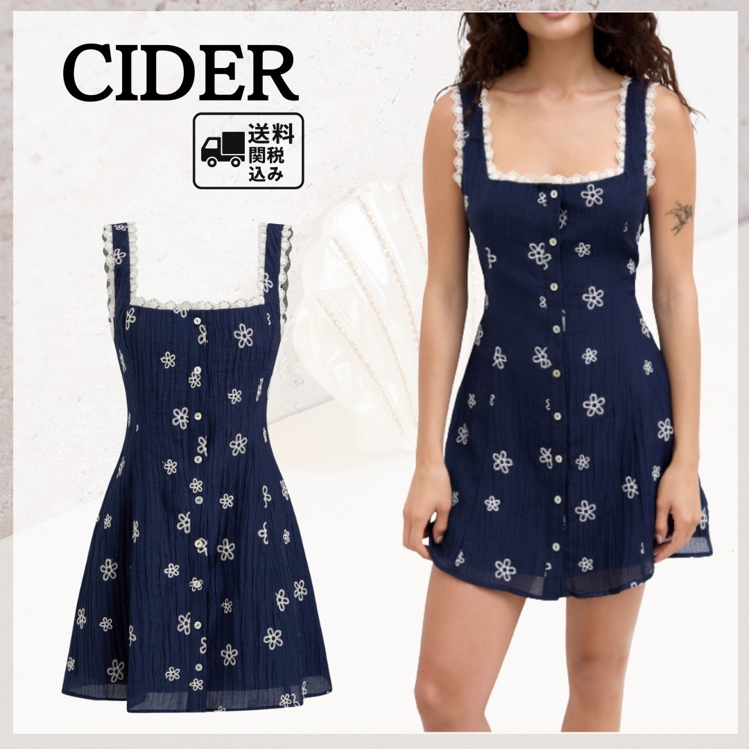 ≪Cider≫\tスクエアネック フローラルレース ミニワンピース