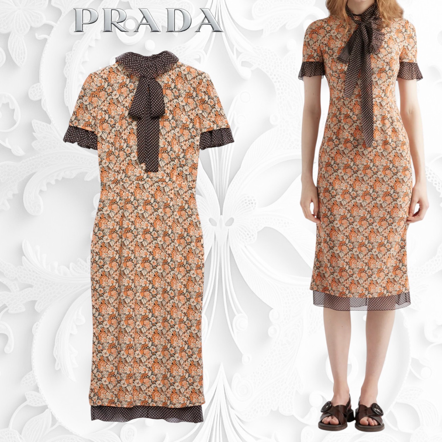 2025春夏☆PRADA☆プリントジョーゼットドレス