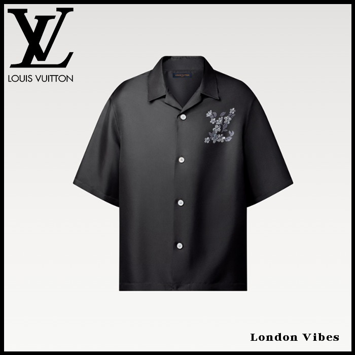 シルク100% Louis Vuitton シルクシャツ 半袖 プリント