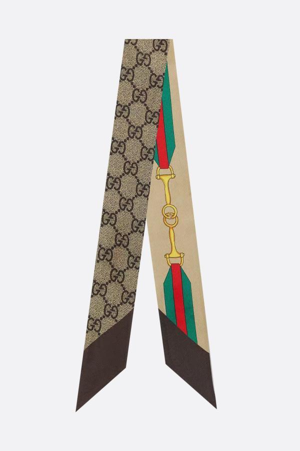 アクセサリーその他 GUCCI SILK NECK BOW WITH HORSEBIT, GG AND WEB PRINT