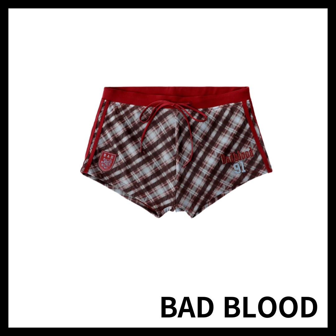 ★BAD BLOOD★ Vintage Club Boy Shorts Check Red