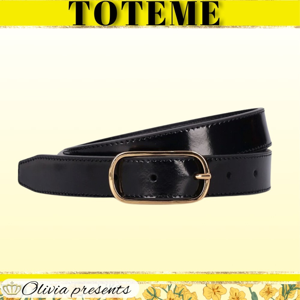 【Toteme】オーバルバックル付きレザーベルト 2.5cm