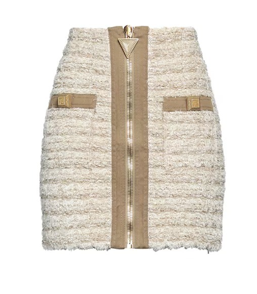 BALMAIN ミニスカート ベージュ バイカラーデザイン