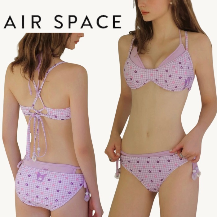 AIR SPACE × サンリオ チェック柄ダブルストラップビキニトップ