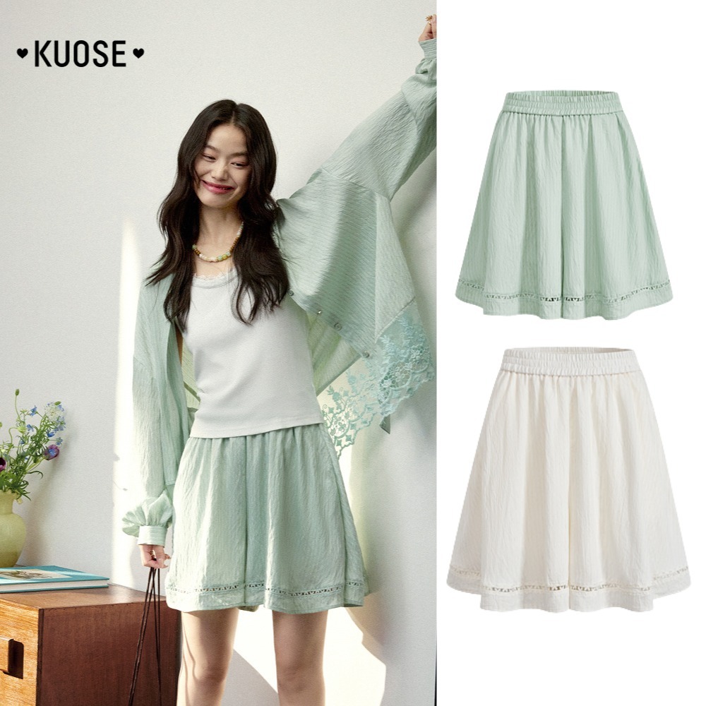 日本未入荷 KUOSE★フラワーレースヘム フレアスカート