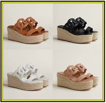 【HERMES】エルメス Ithea 30 エスパドリーユ　サンダル　ロゴ