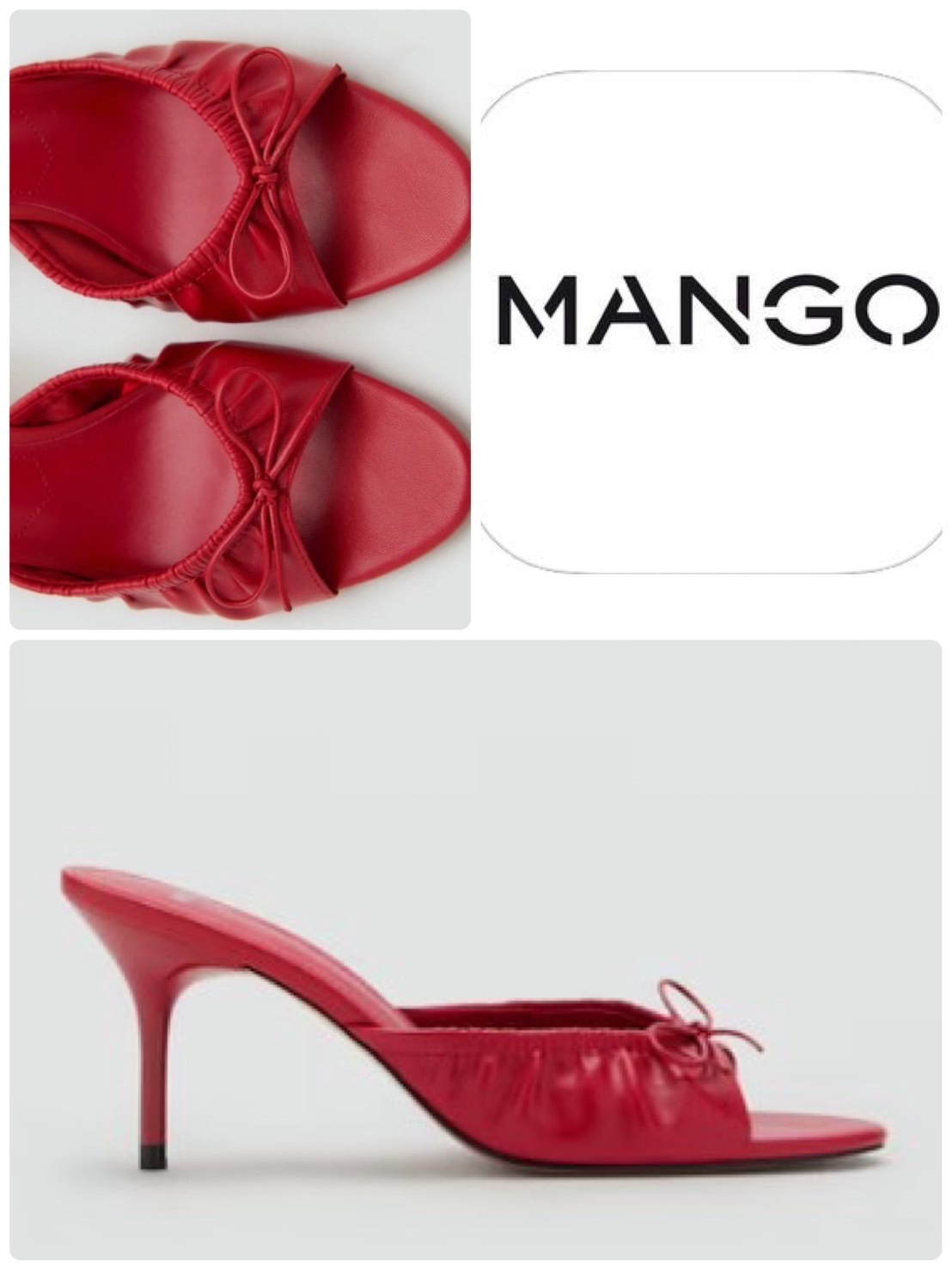 スペイン発送 MANGO リボン付きスティレットヒールサンダル 新作