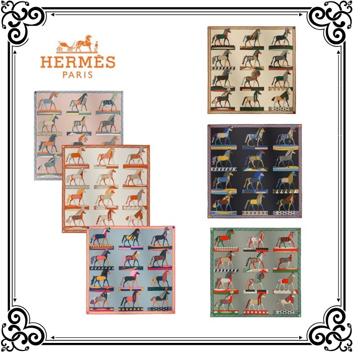 美しく描かれた芸術的なデザイン♪【HERMES】カレ 90 スカーフ