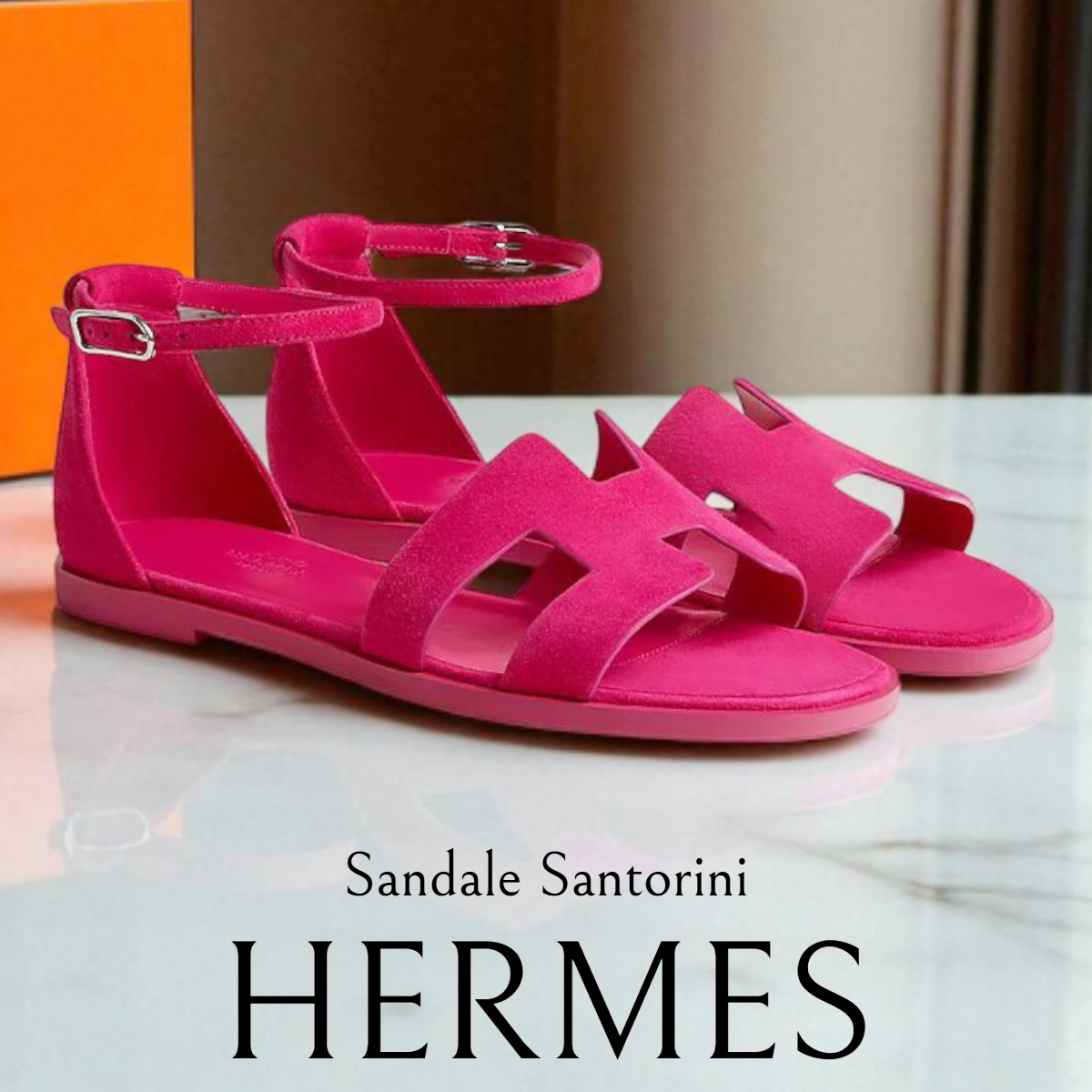 HERMES*ストラップサンダル Santorini サントリーニ サクラ