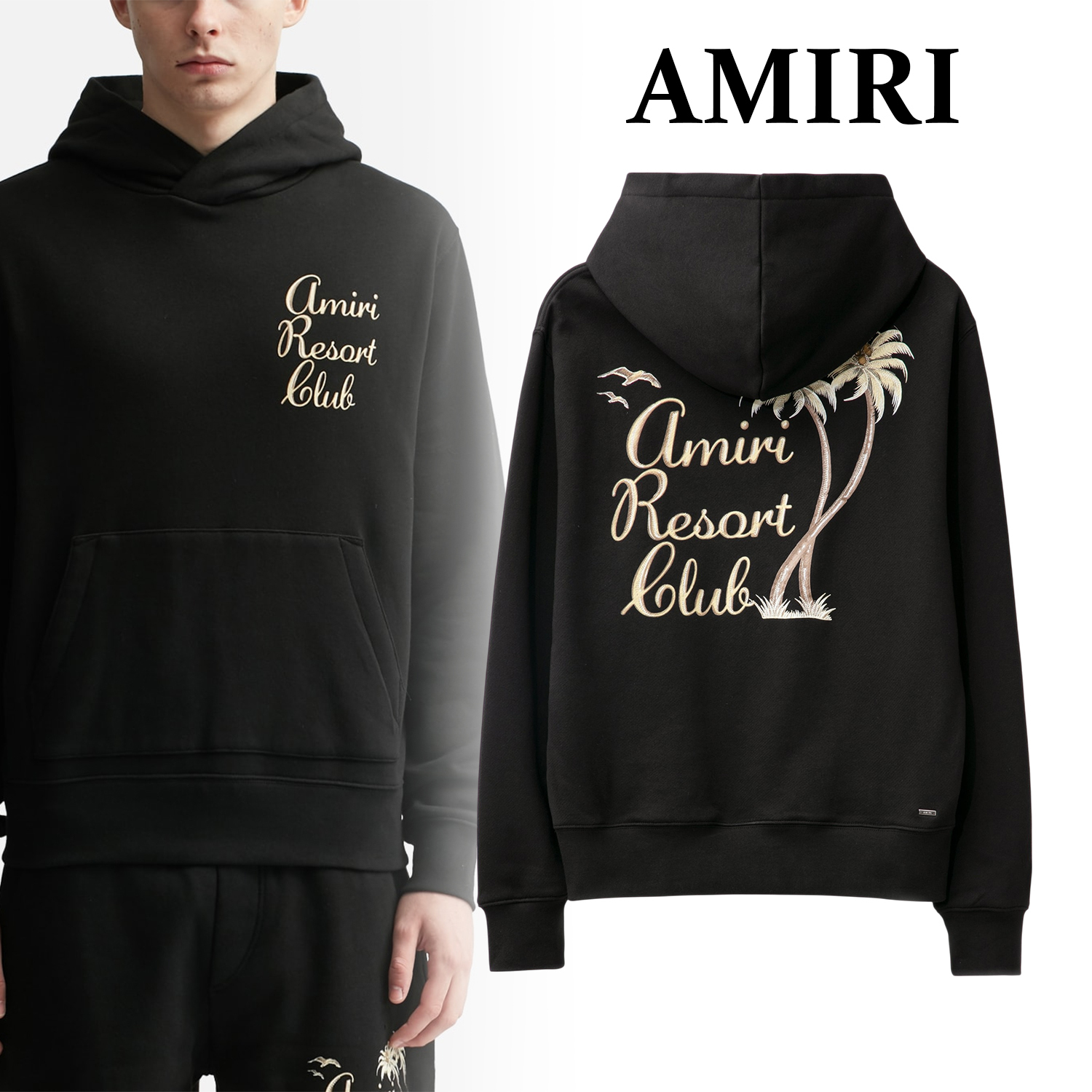 ◆AMIRI◆ ツイステッドパームス ロゴ コットンフーディー