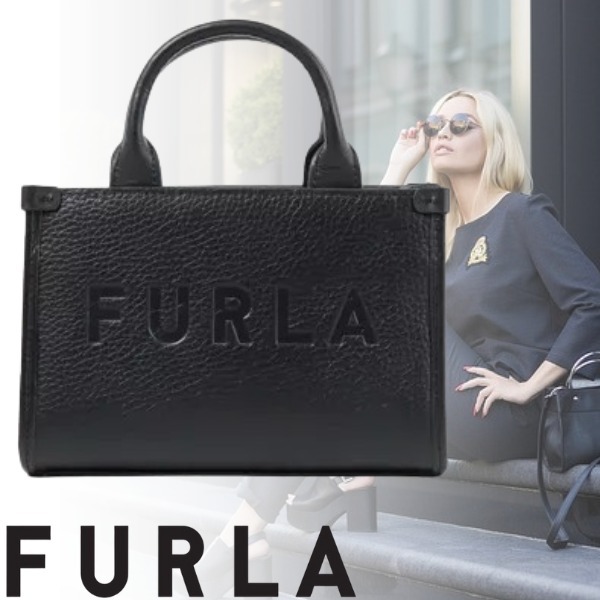 *FURLA フラル*テキストエンボスレザー☆ミニトートバッグ*