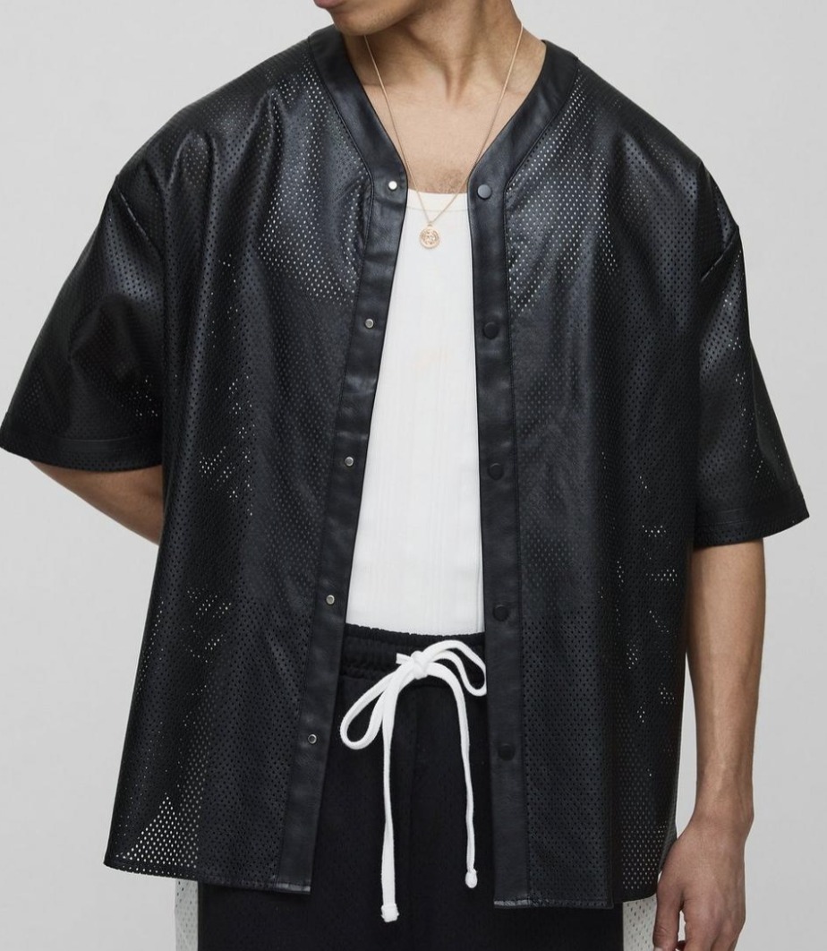 《boohoo》メッシュPUベースボールシャツ