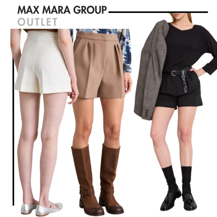 MAX MARA アウトレット●GIUGNO タック入りウールショートパンツ