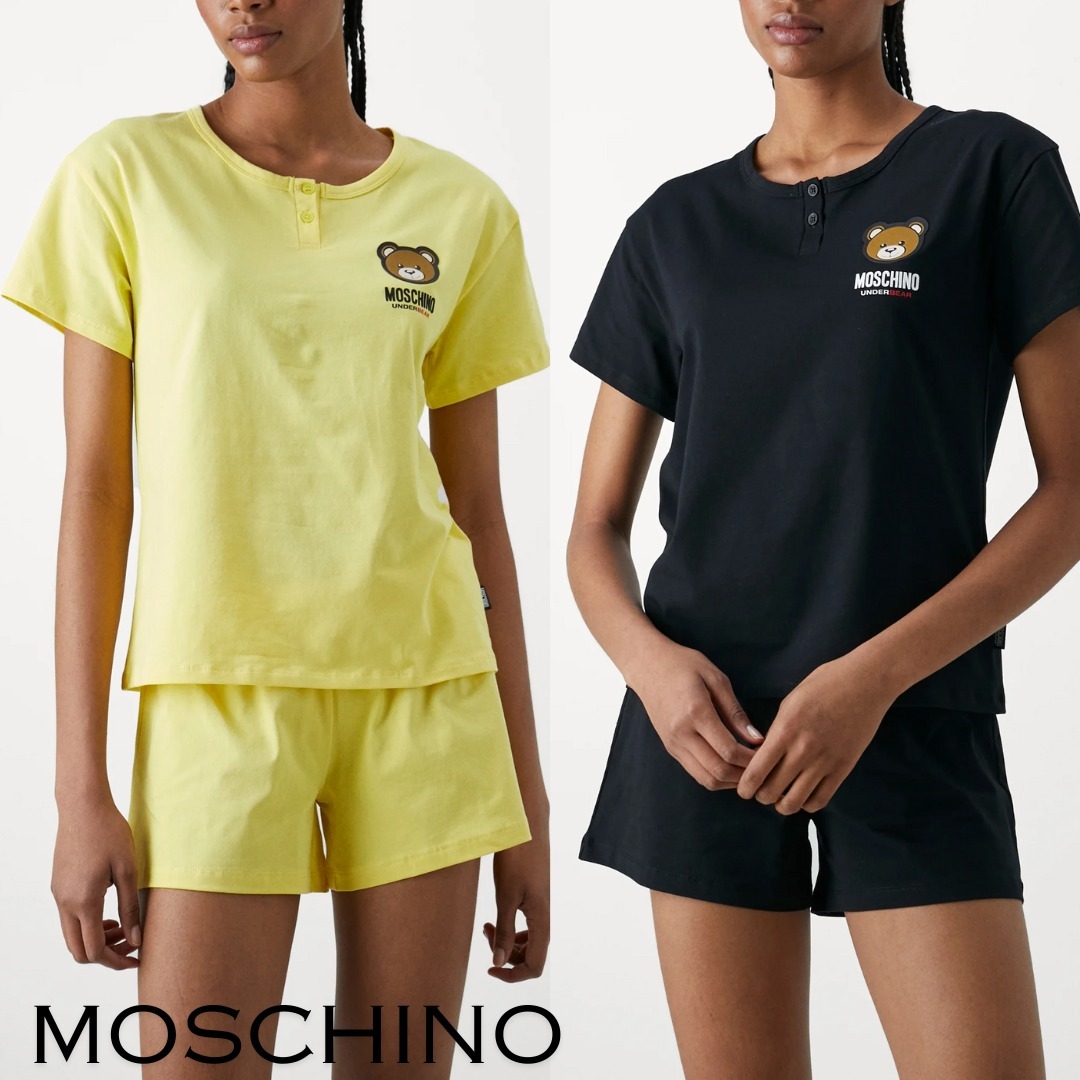 関税込 上下 MOSCHINO パジャマ Tシャツ/パンツ テディベア