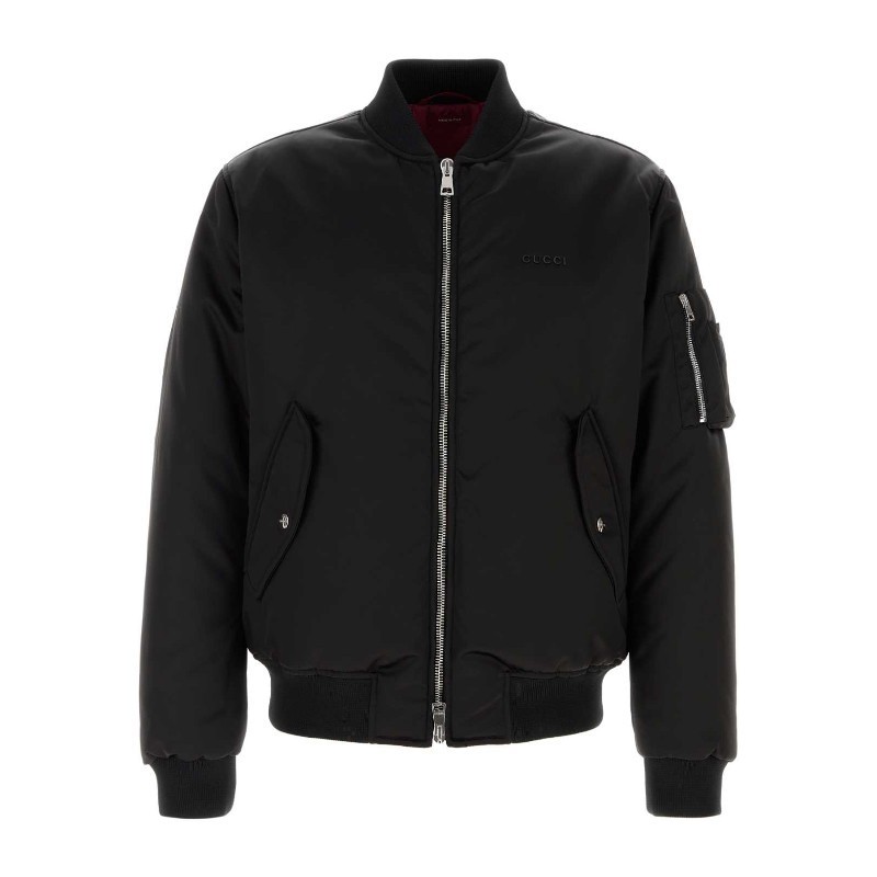 ブルゾン GUCCI FW25 Black nylon bomber jacket (823418ZAADM 1000)