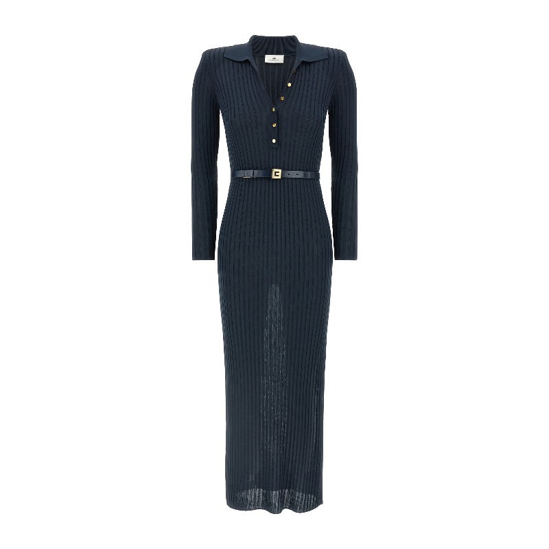 ワンピース ELISABETTA FRANCHI FW25 Ribbed polo dress (AM17S56E2 EA8)