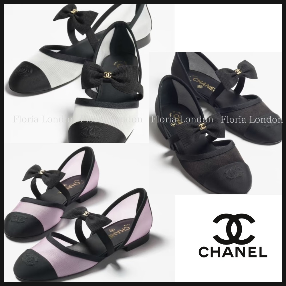 国内発送 【CHANEL】リボンが可愛い シースルー メリージェーン