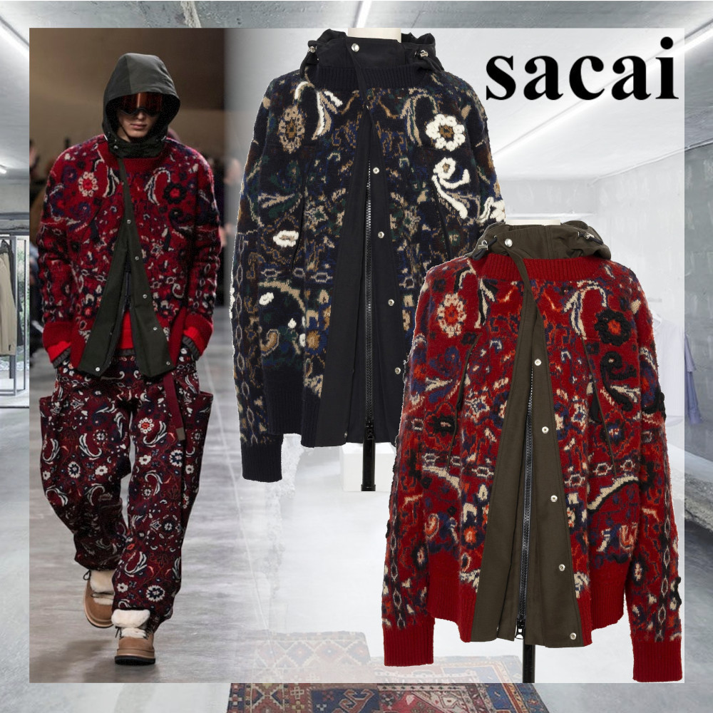 国内より1WEEK【sacai】Floral Jacquard Knit Blouson