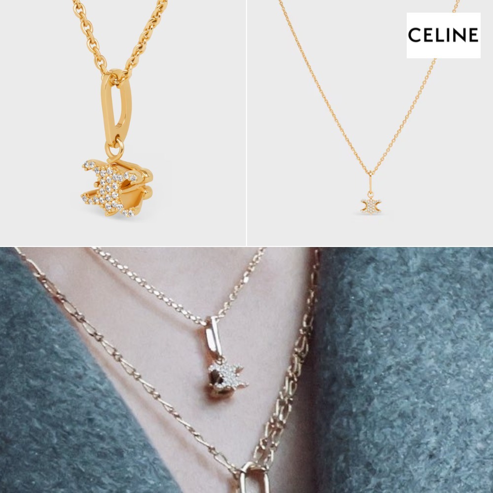 CELINE トリオンフ ソリテール スパークルネックレス ゴールド