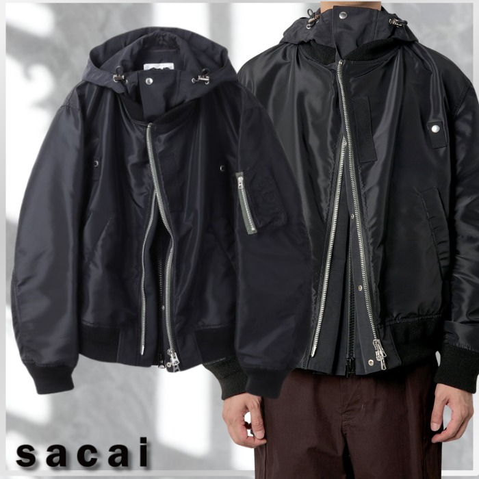 《贅沢な逸品》【sacai】ナイロンツイル×グログランブルゾン