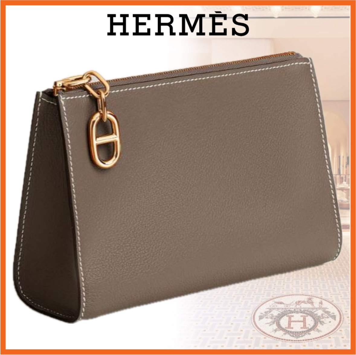 【シンプル美♡】HERMES レザークラッチバッグ