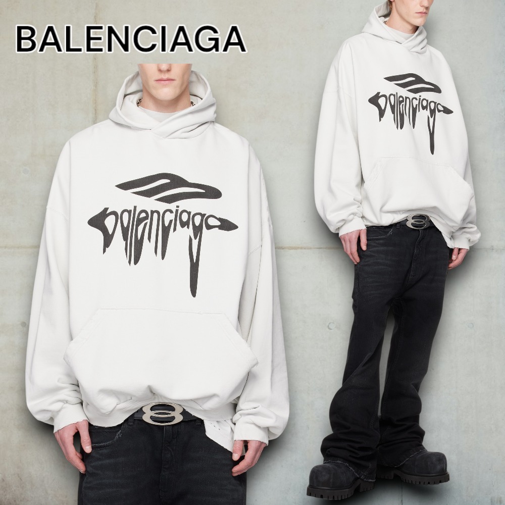 【BALENCIAGA】オフホワイト 3B Liquified フーディ