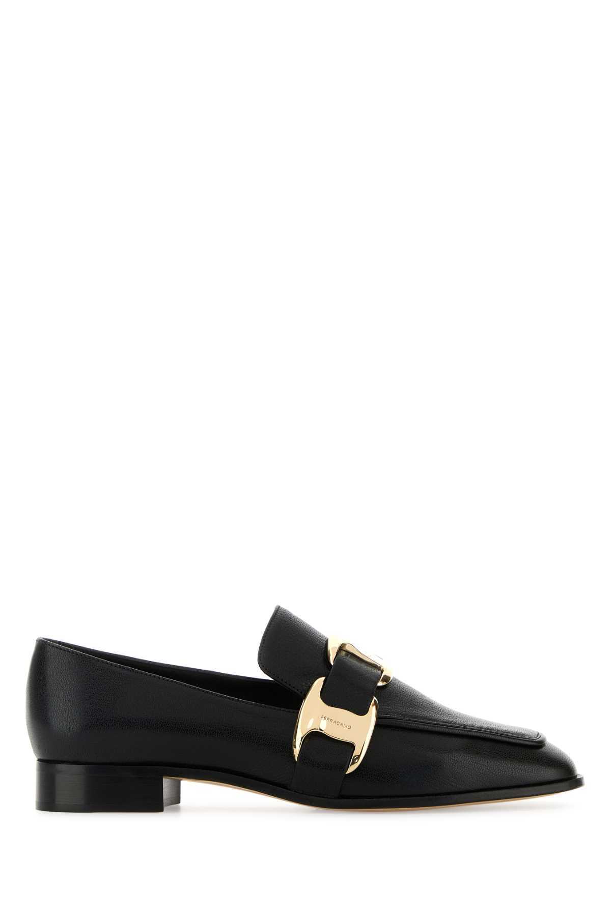 【関税&送料込】Salvatore Ferragamo Black Leather Limania Lo