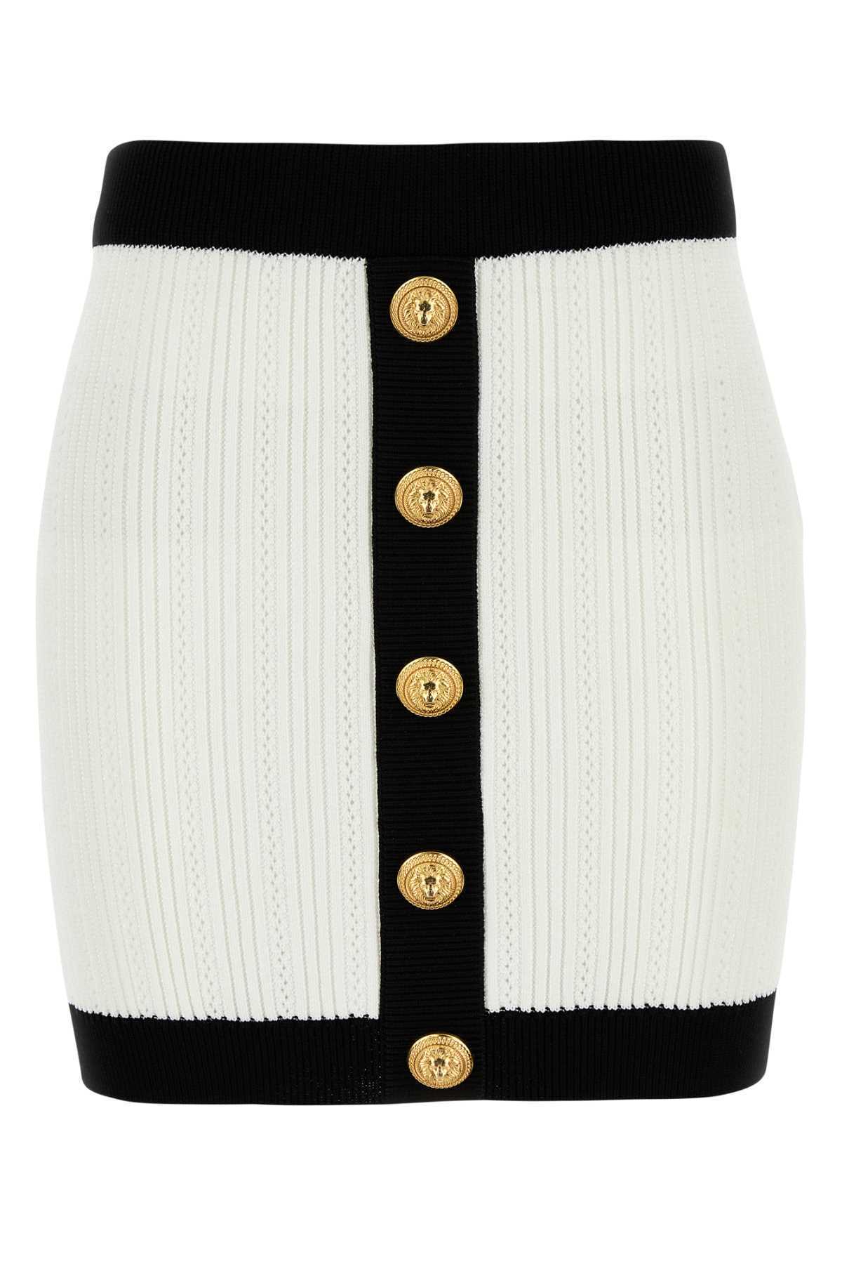 【関税&送料込】Balmain White Viscose Blend Mini Skirt