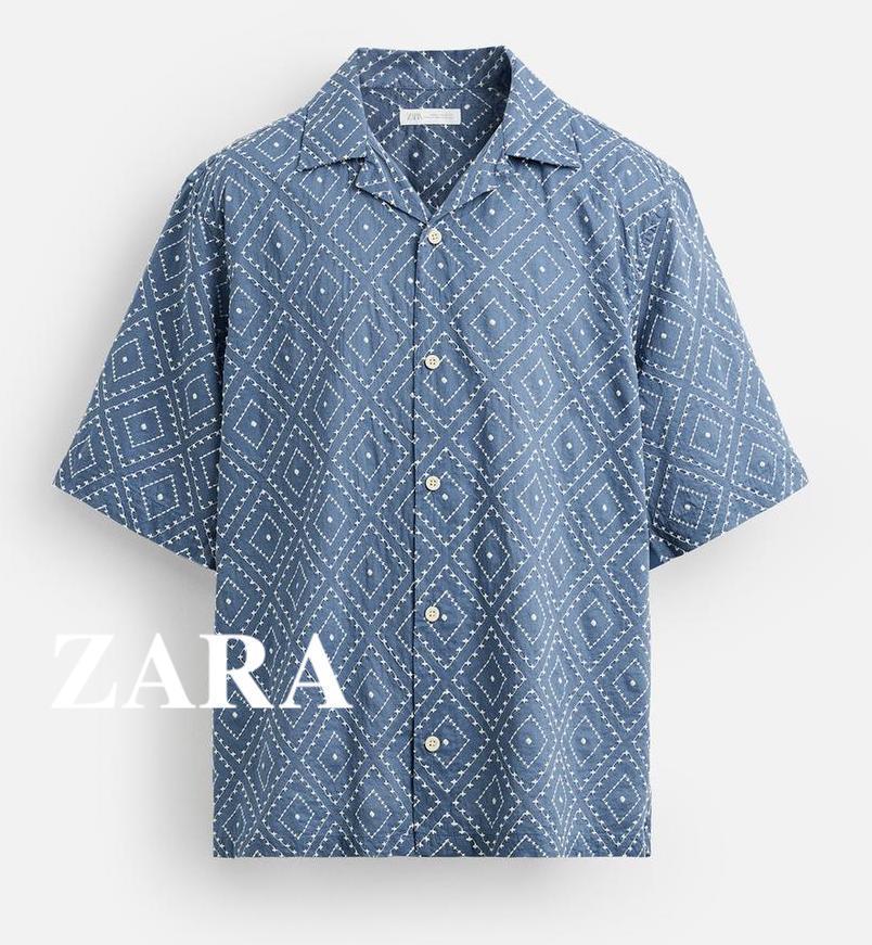 ★ドイツ発*ZARA*新作*パターン刺繍半袖シャツ/UC★