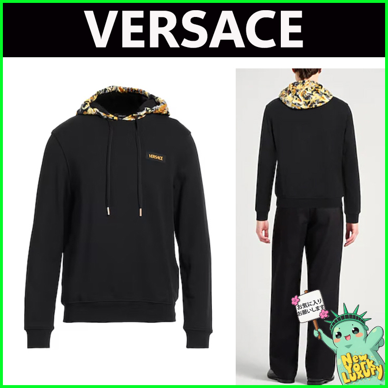 Versace★素敵！Black Logo Barocco Print Hooded Hoodie