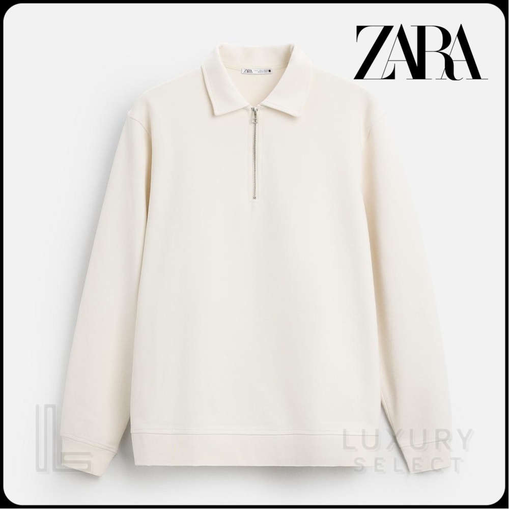 ★ZARA★ INTERLOCK QUARTER-ZIP POLO SWEATSHIRT
