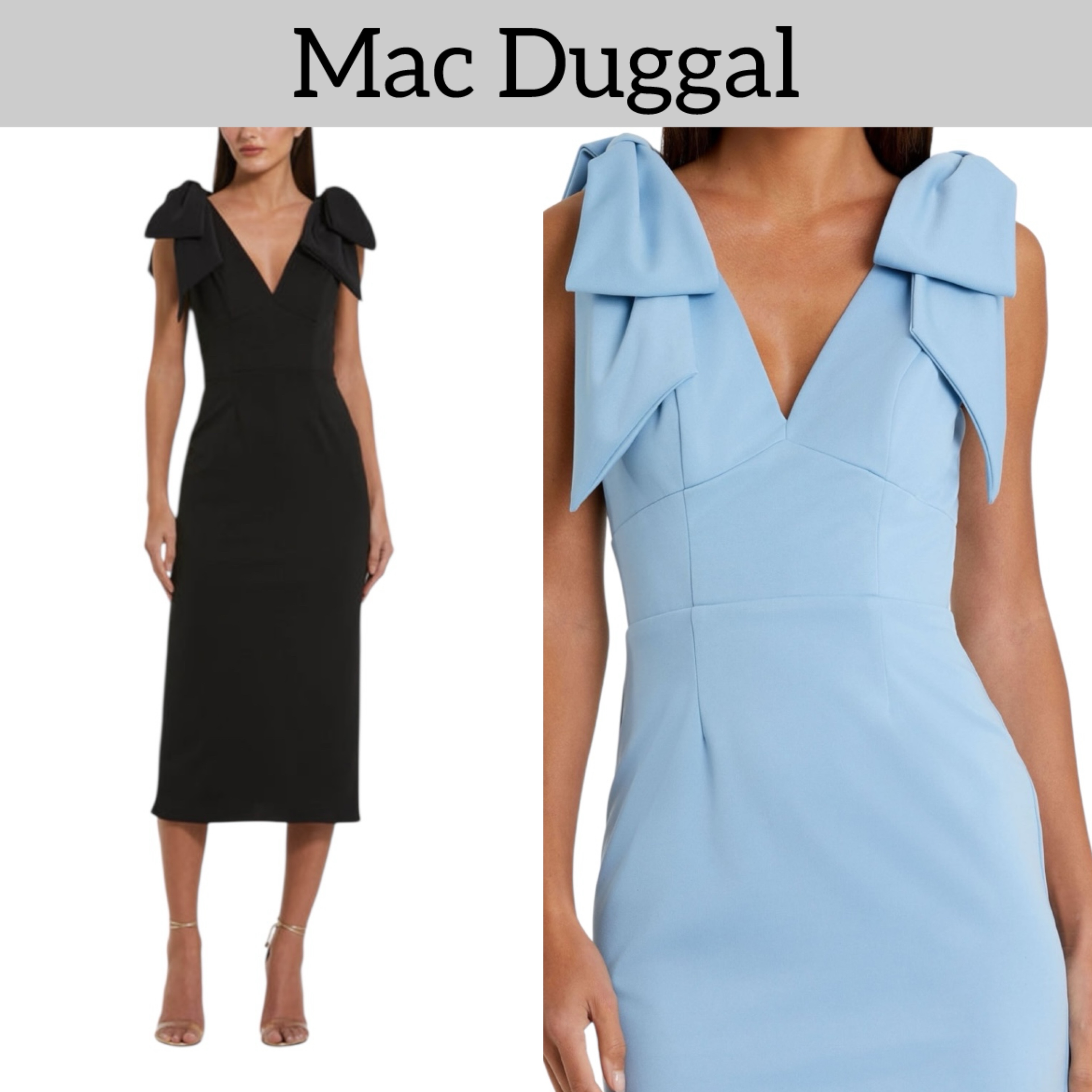 Mac Duggal★Vネック×リボン付き 上品エレガントドレス
