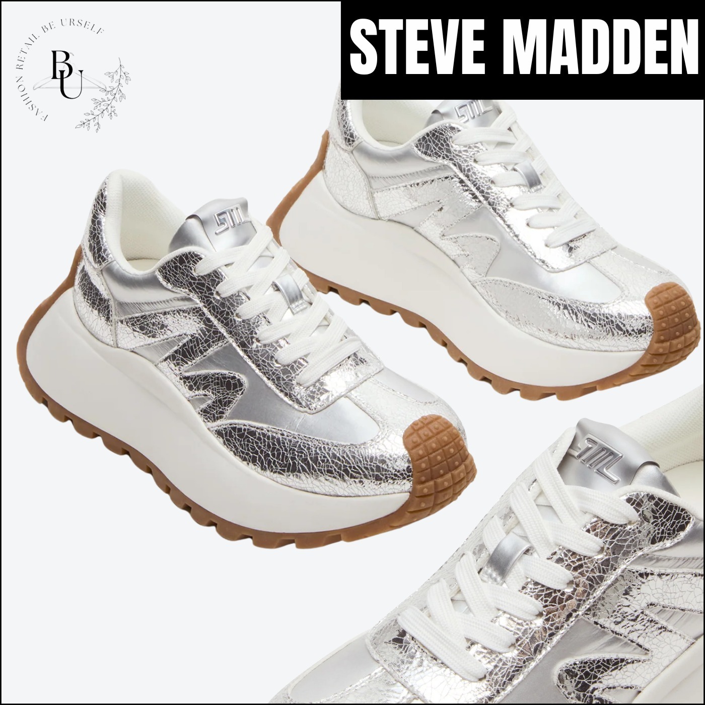 日本未入荷【Steve Madden】Supercampo シルバー 厚底スニーカー
